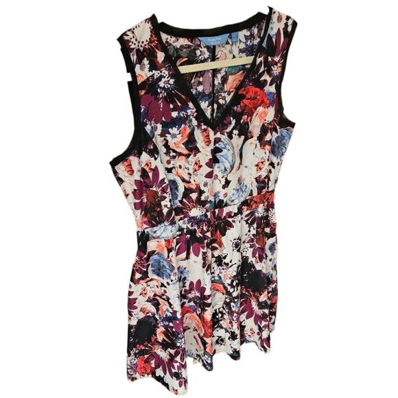 New SIMPLY VERA VERA WANG Bright Multi Color Floral Sleeveless V Neck Midi Dress - Picture 3 of 12